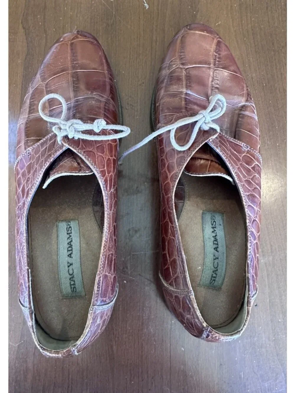 Stacy Adams Genuine Snake & Leather Brown Oxford Shoes Mens 9.5